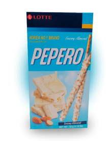 Печенье соломка Pepero в белой шоколадной глазури с миндалем 32 гр