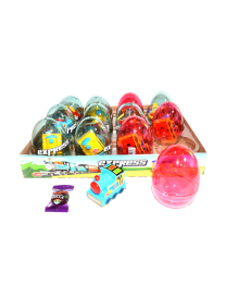 Прозрачные пластиковые яйца с карамелью и игрушкой (паровозики)  "EXPRESS" 6 грамм
