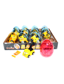 Прозрачные пластиковые яйца с карамелью и игрушкой ( строительные машинки) "GREYDER" 6 грамм